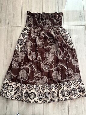 Speed Control Womens Y2K Strapless  Retro Midi Brown  Dress Size L 90's pockets